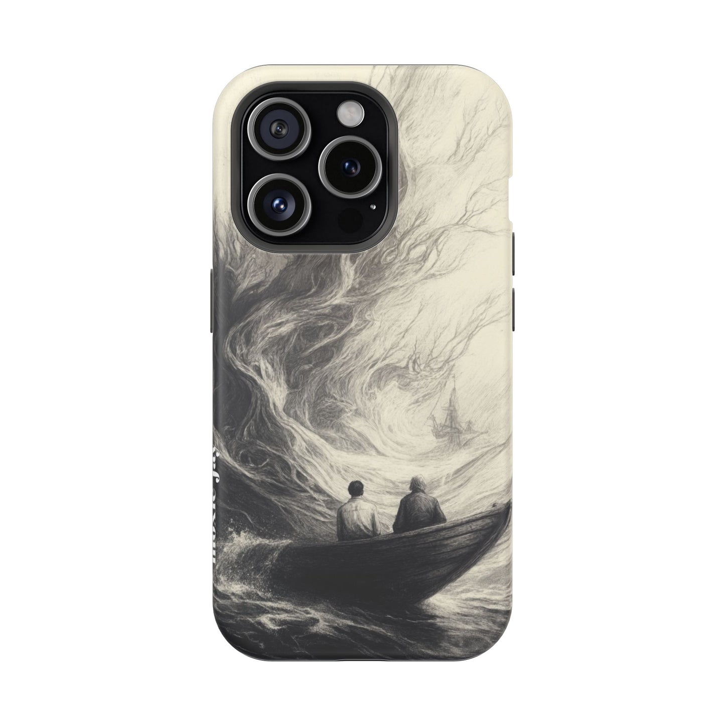 Magnetic Phone Case - Men in Boat Drawing by Moxie-Jay