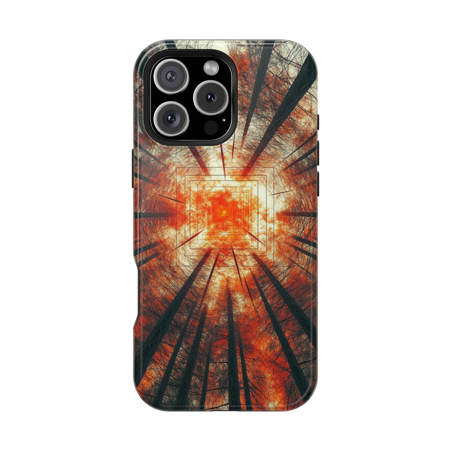 Wireless Charging Tough iPhone Case - Autumn Trees Art by Moxie-Jay