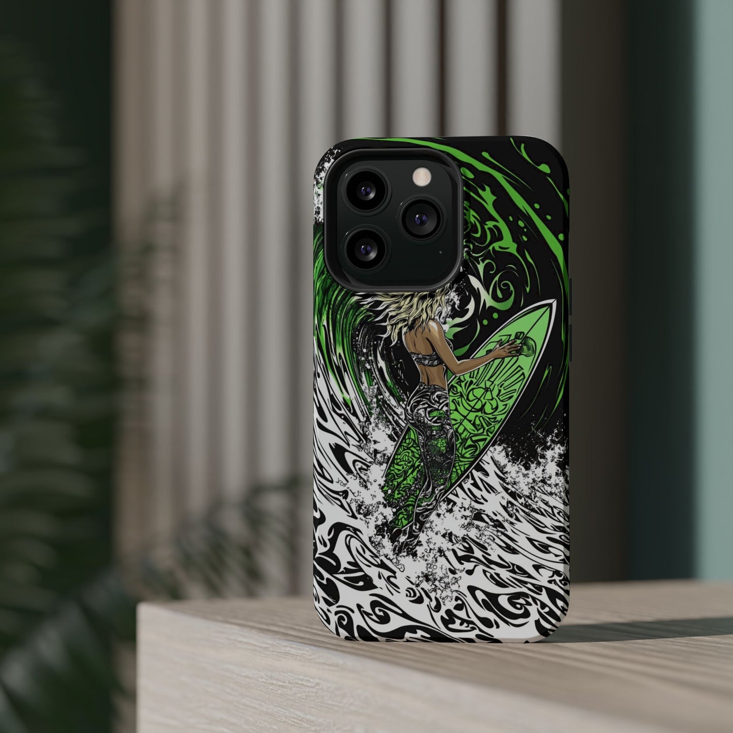 Luxurious Magnetic Wireless Charging Tough iPhone Case - "Surf's Up" by Moxie-Jay