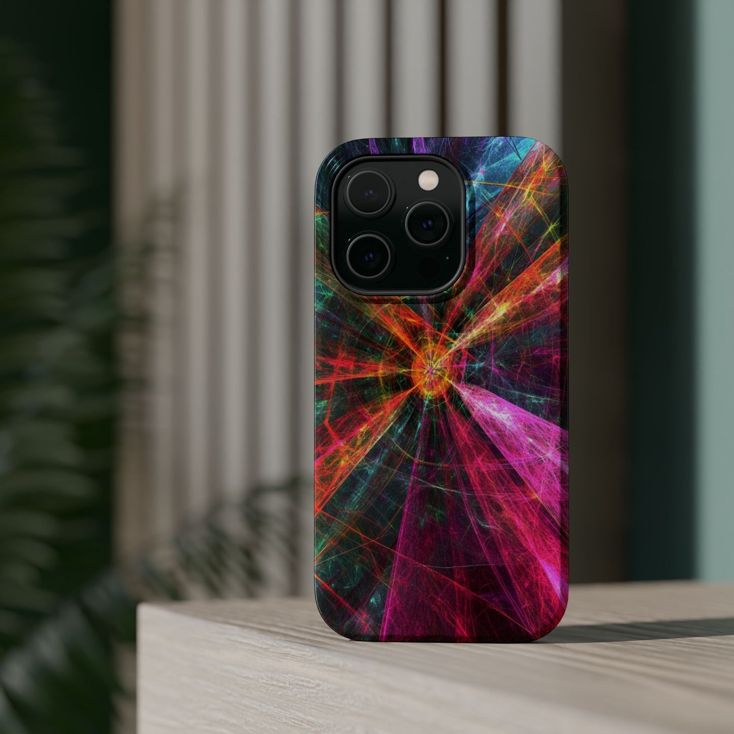 Luxurious Magnetic Wireless Charging Tough iPhone Case - “Trippy Starburst” by Moxie-Jay