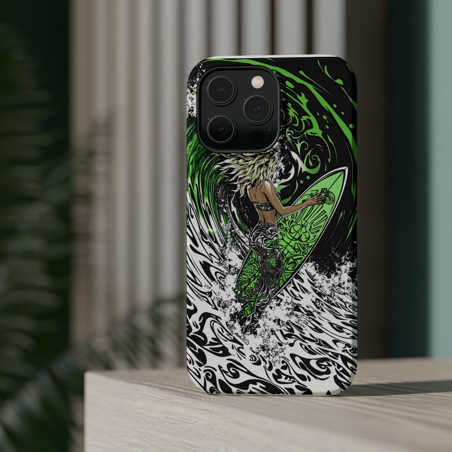 Luxurious Magnetic Wireless Charging Tough iPhone Case - "Surf's Up" by Moxie-Jay