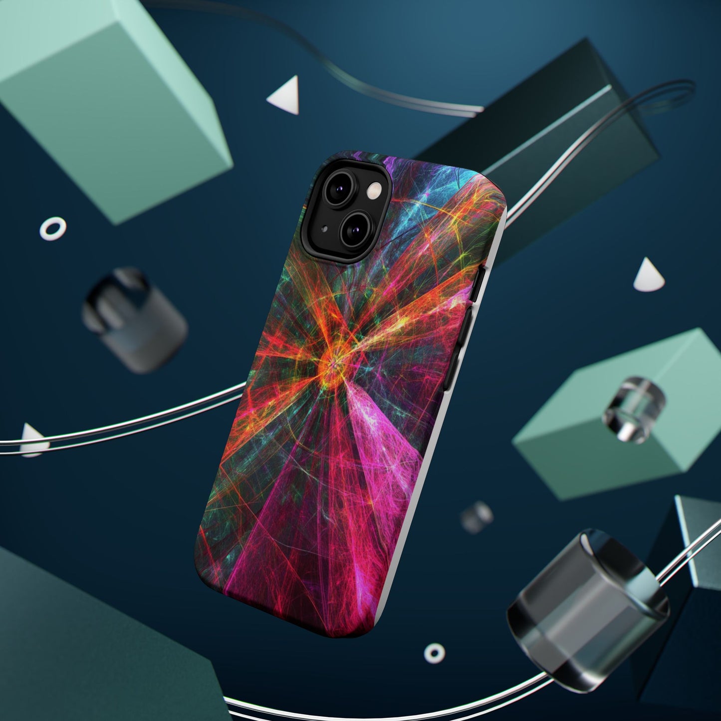 Luxurious Magnetic Wireless Charging Tough iPhone Case - “Trippy Starburst” by Moxie-Jay