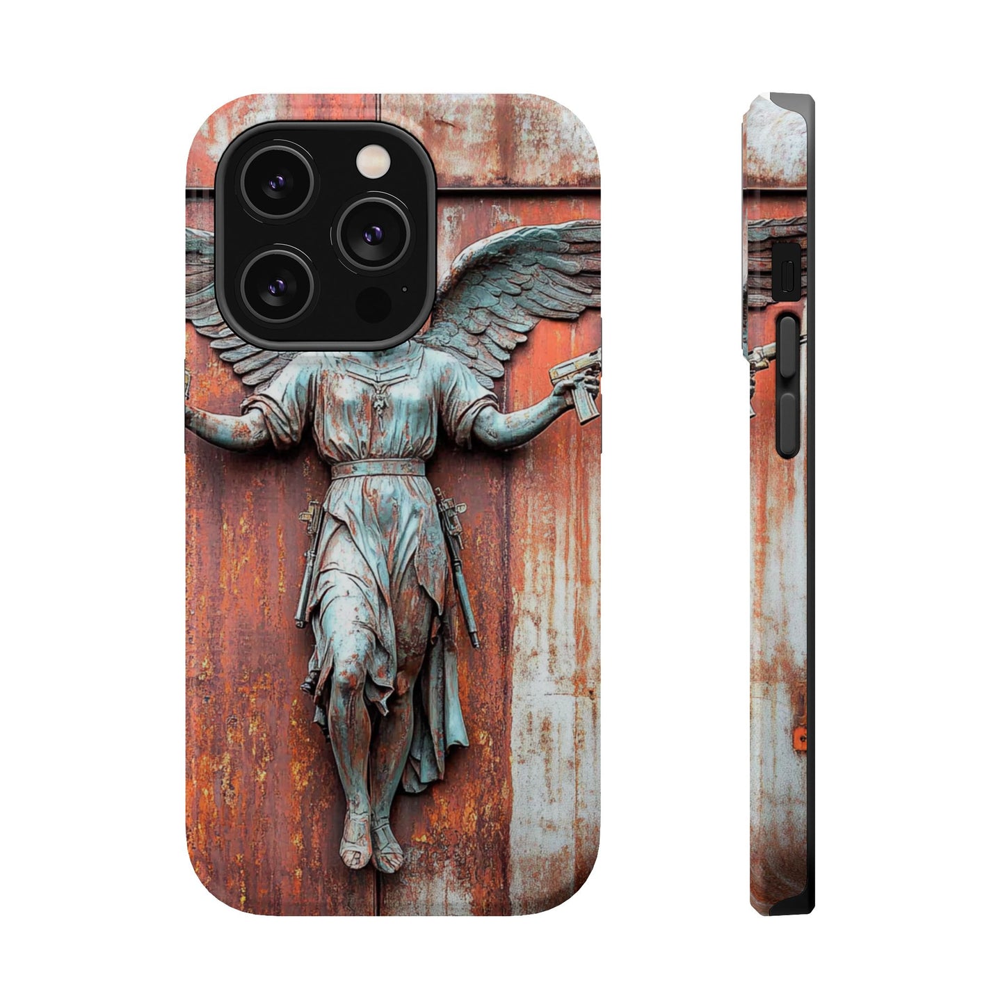 Magnetic Tough Cases - Elegant Angel Statue with Pistols iPhone Protector