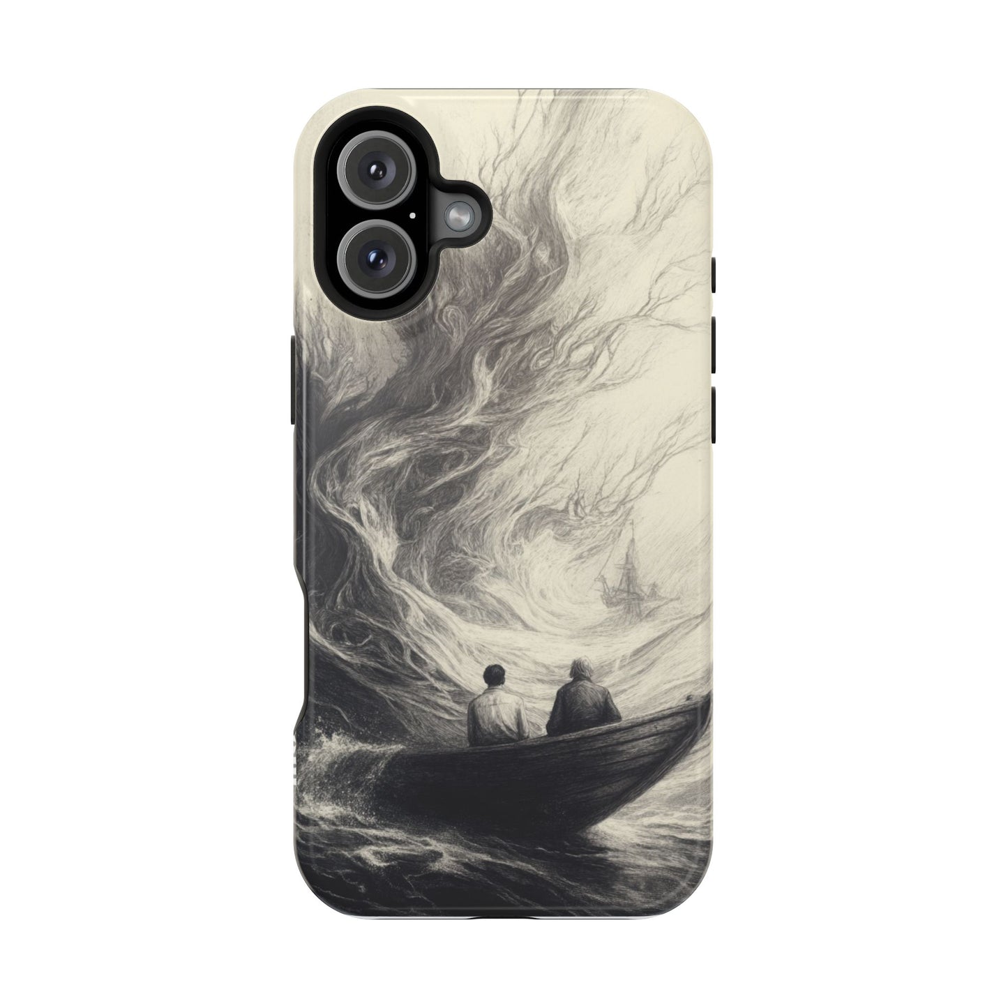 Magnetic Phone Case - Men in Boat Drawing by Moxie-Jay