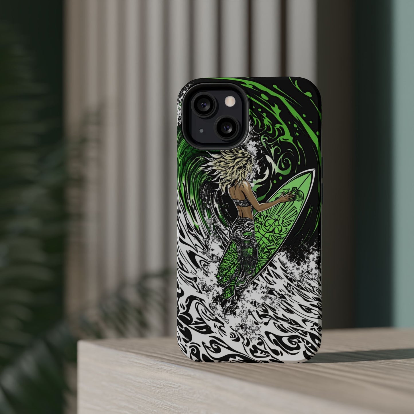 Luxurious Magnetic Wireless Charging Tough iPhone Case - "Surf's Up" by Moxie-Jay