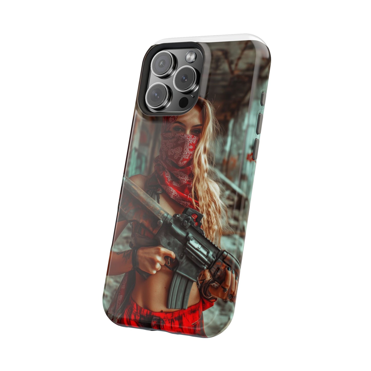 Phone Case - Beautiful Woman with Assault Rifle Design