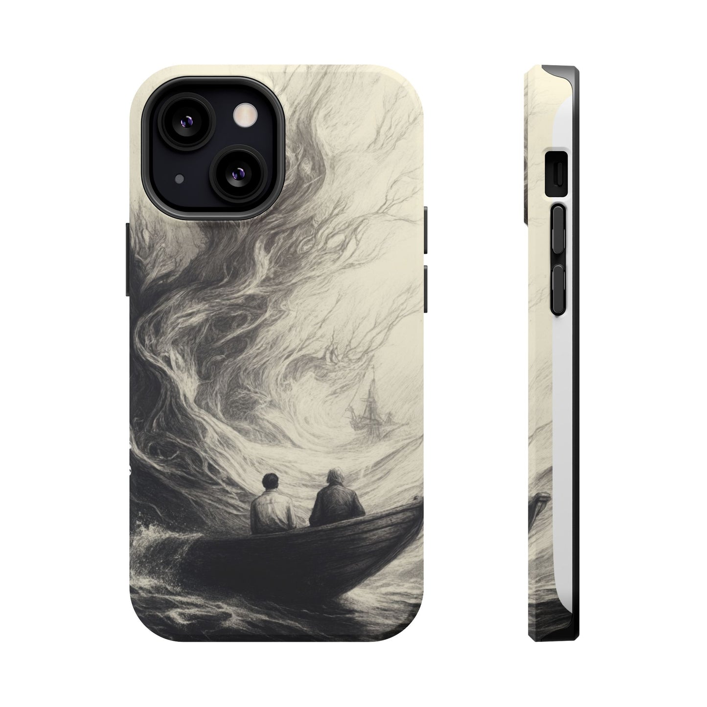 Magnetic Phone Case - Men in Boat Drawing by Moxie-Jay