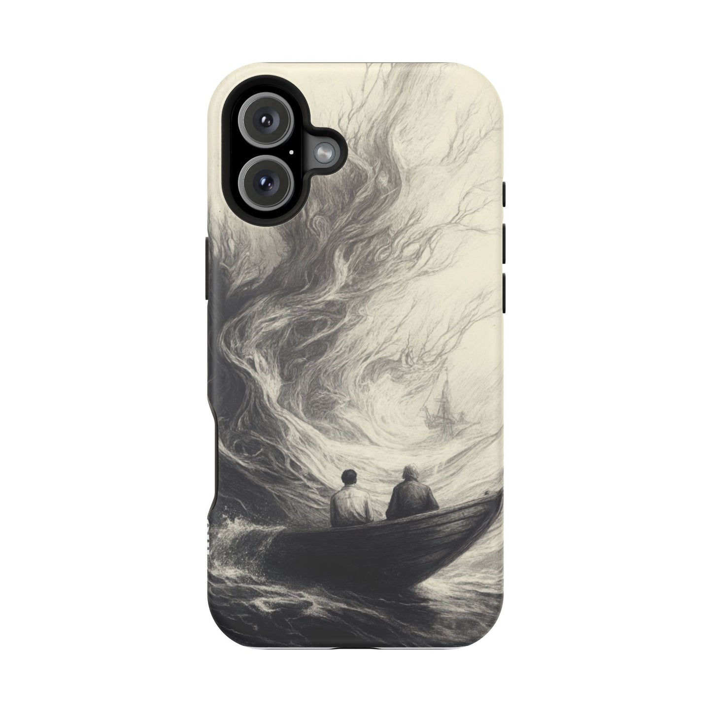 Magnetic Phone Case - Men in Boat Drawing by Moxie-Jay