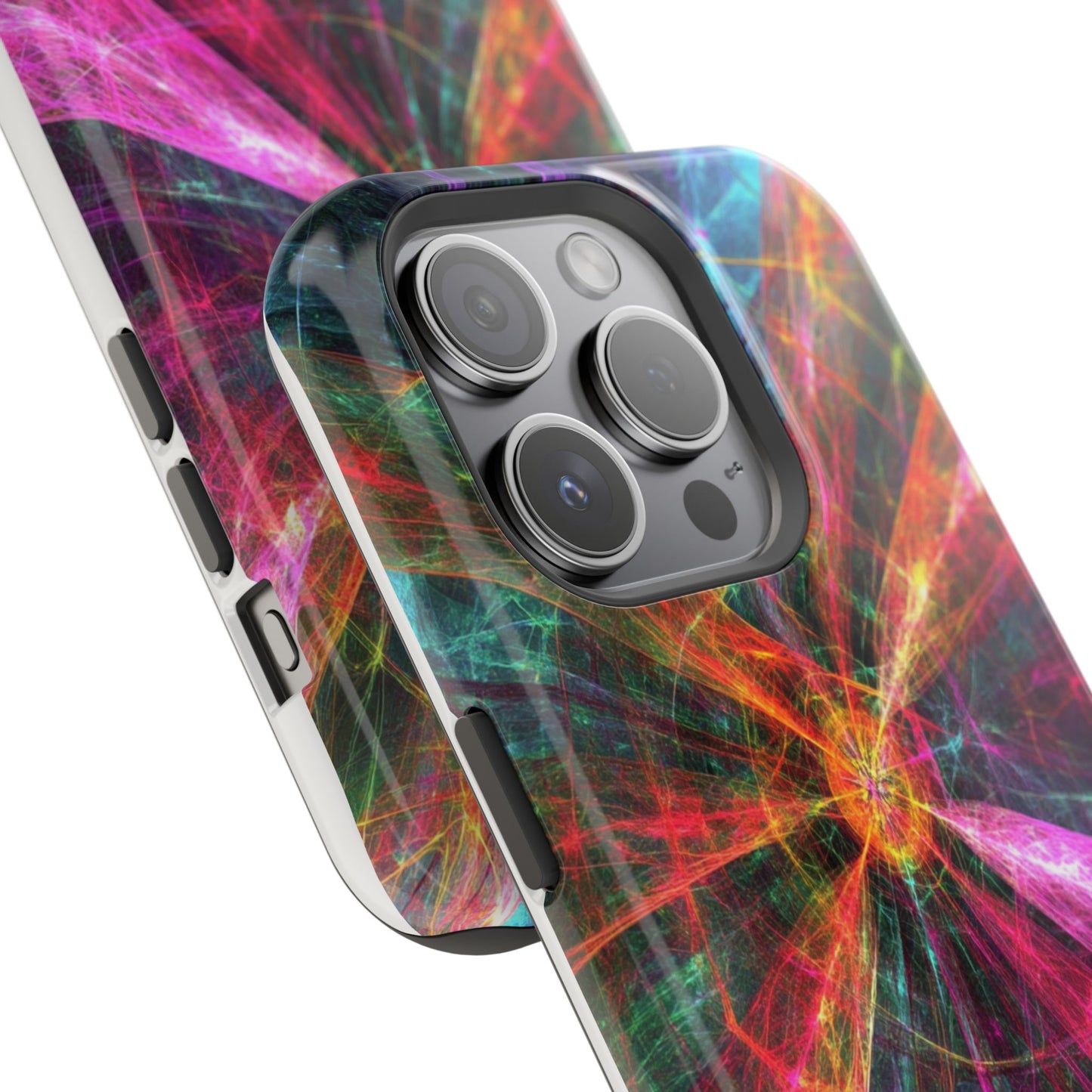 Luxurious Magnetic Wireless Charging Tough iPhone Case - “Trippy Starburst” by Moxie-Jay