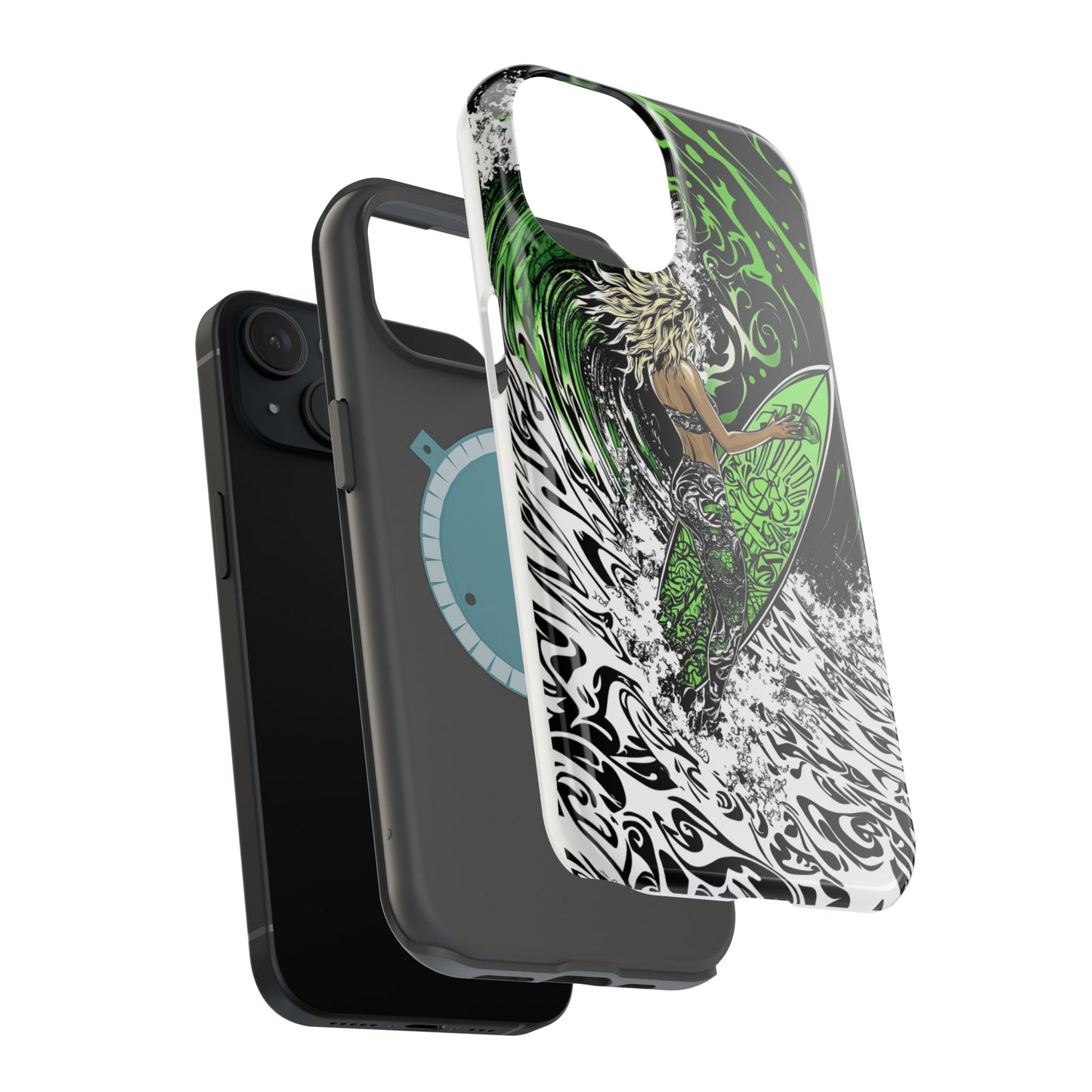 Luxurious Magnetic Wireless Charging Tough iPhone Case - "Surf's Up" by Moxie-Jay