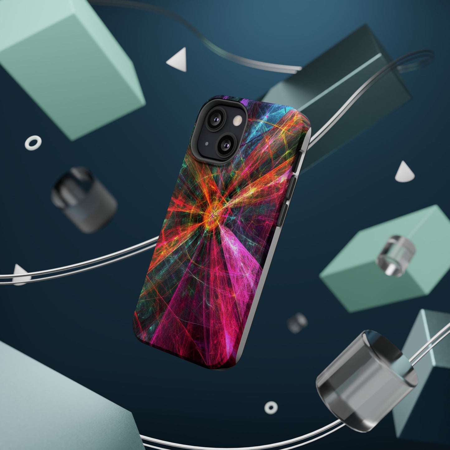Luxurious Magnetic Wireless Charging Tough iPhone Case - “Trippy Starburst” by Moxie-Jay