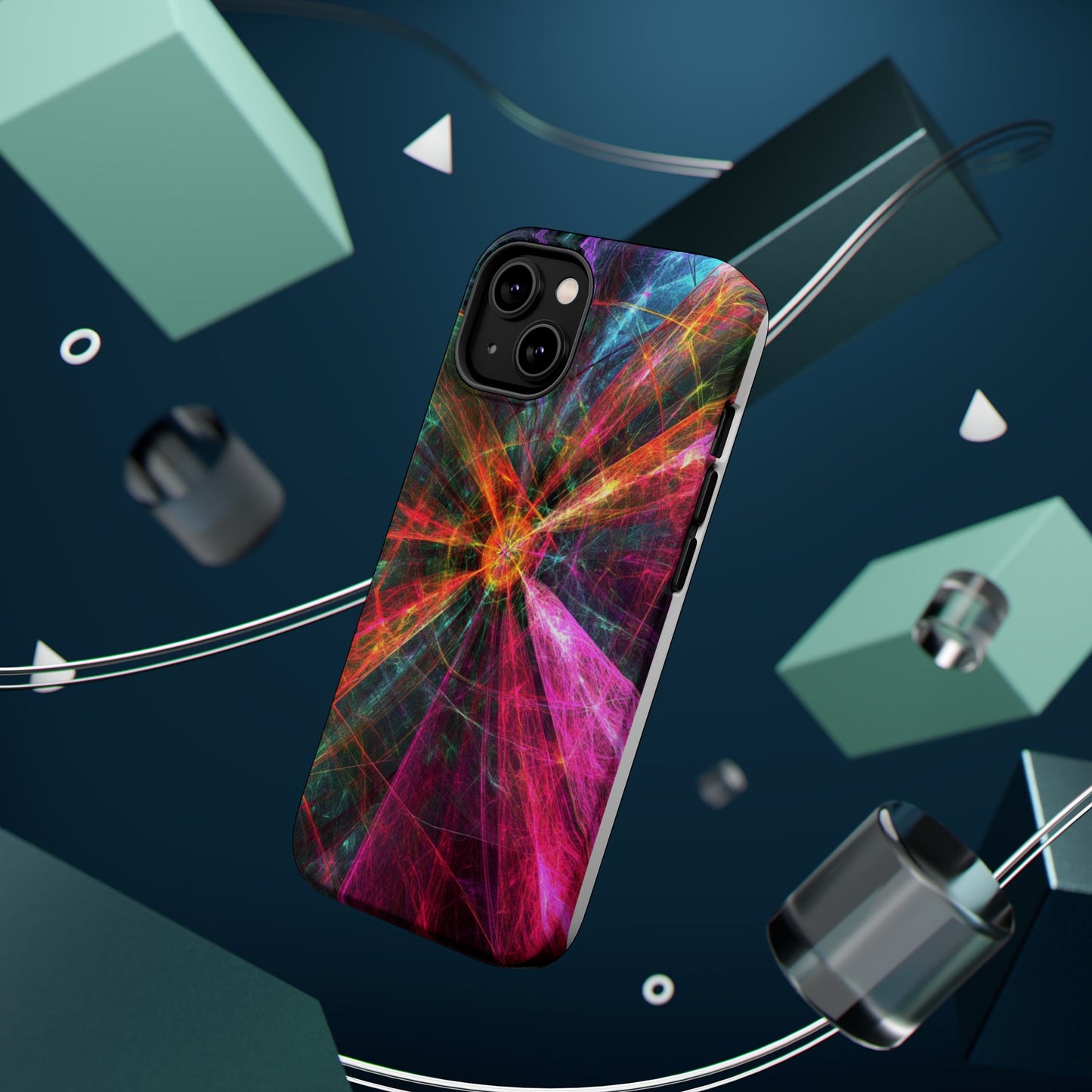 Luxurious Magnetic Wireless Charging Tough iPhone Case - “Trippy Starburst” by Moxie-Jay