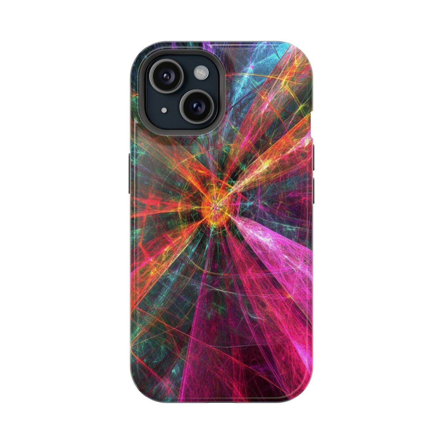 Luxurious Magnetic Wireless Charging Tough iPhone Case - “Trippy Starburst” by Moxie-Jay