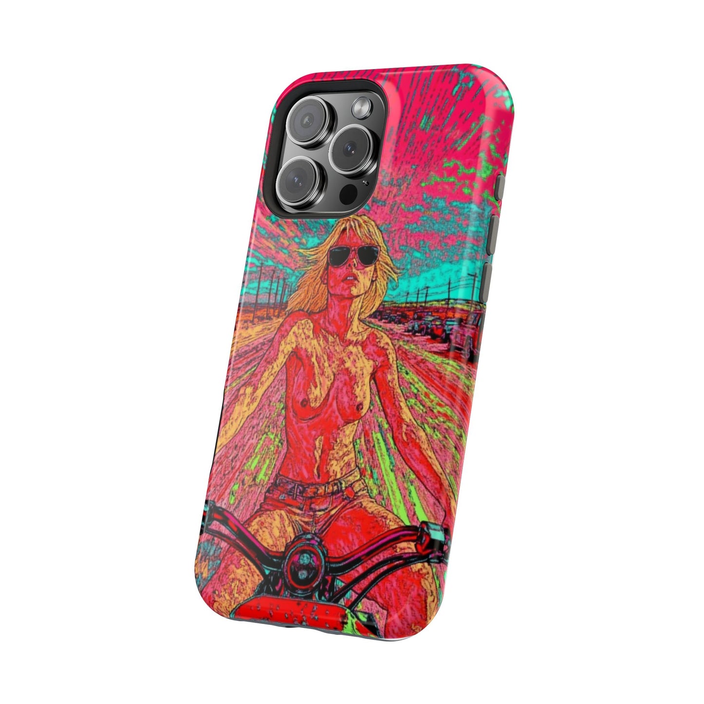Tough Phone Cases - Topless Woman on Motorcycle