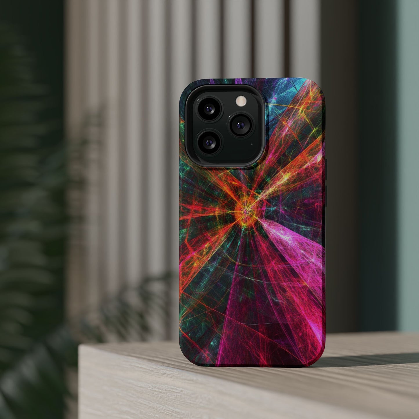 Luxurious Magnetic Wireless Charging Tough iPhone Case - “Trippy Starburst” by Moxie-Jay