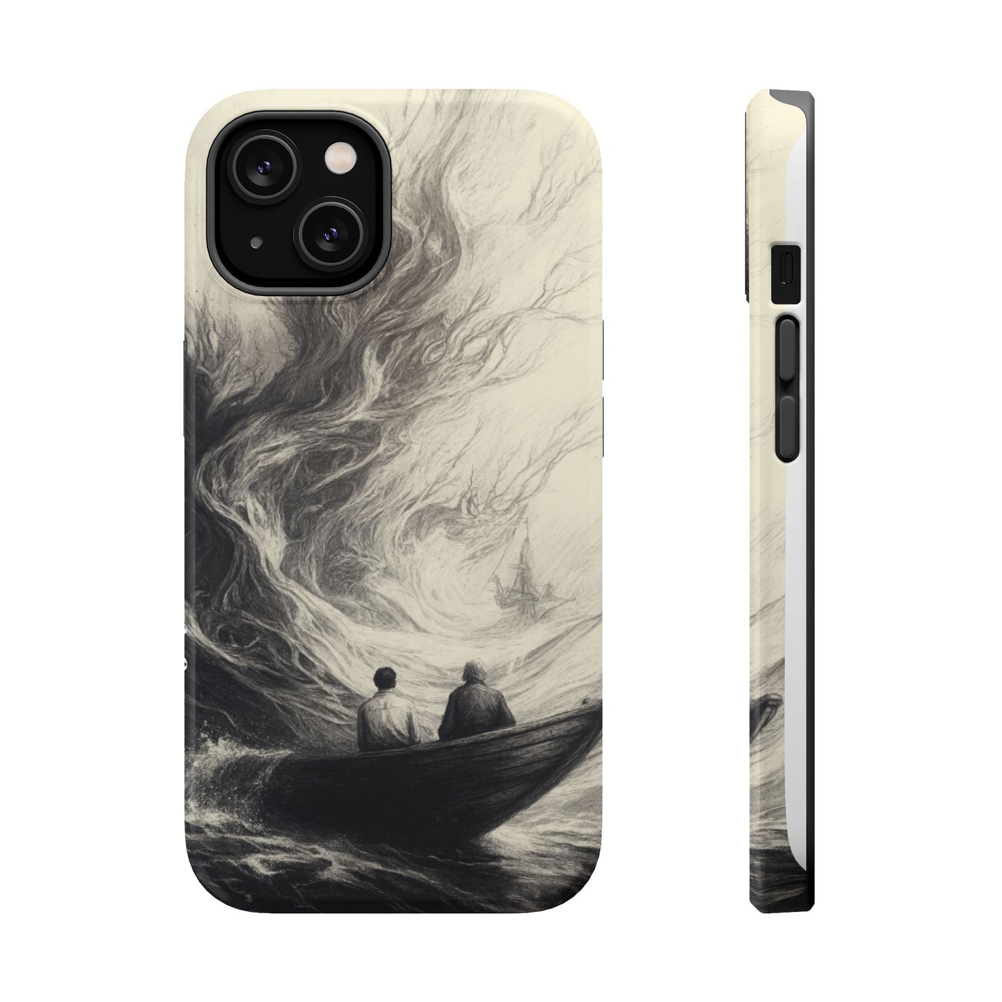 Magnetic Phone Case - Men in Boat Drawing by Moxie-Jay