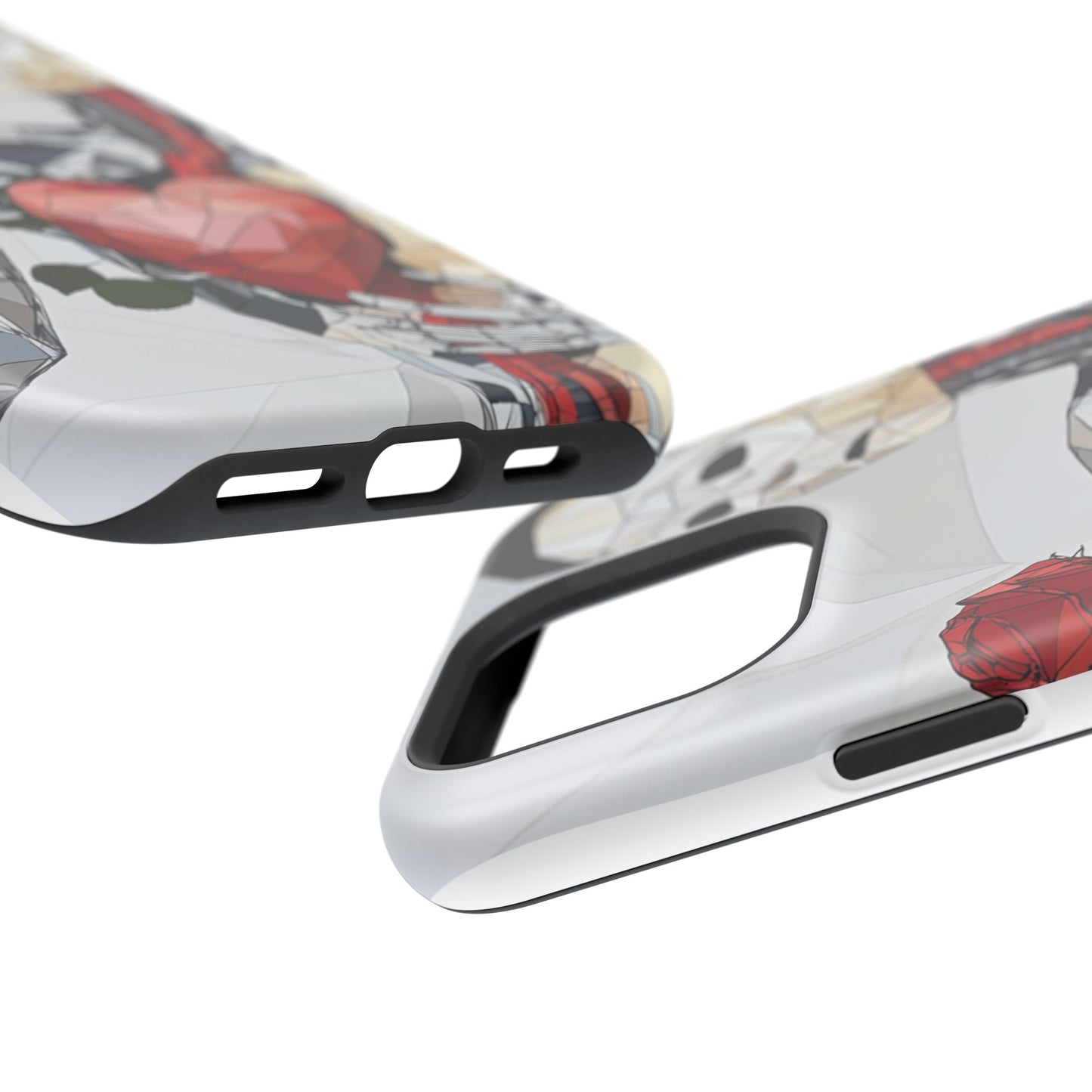 Geometric Art Phone Case - Heart & Rose Design
