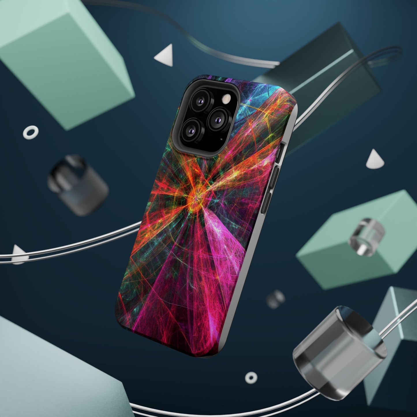 Luxurious Magnetic Wireless Charging Tough iPhone Case - “Trippy Starburst” by Moxie-Jay