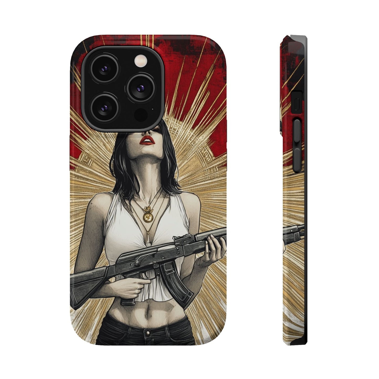 Rebel Queen: Moxie-Jay's Magnetic Chicana Warrior iPhone Case