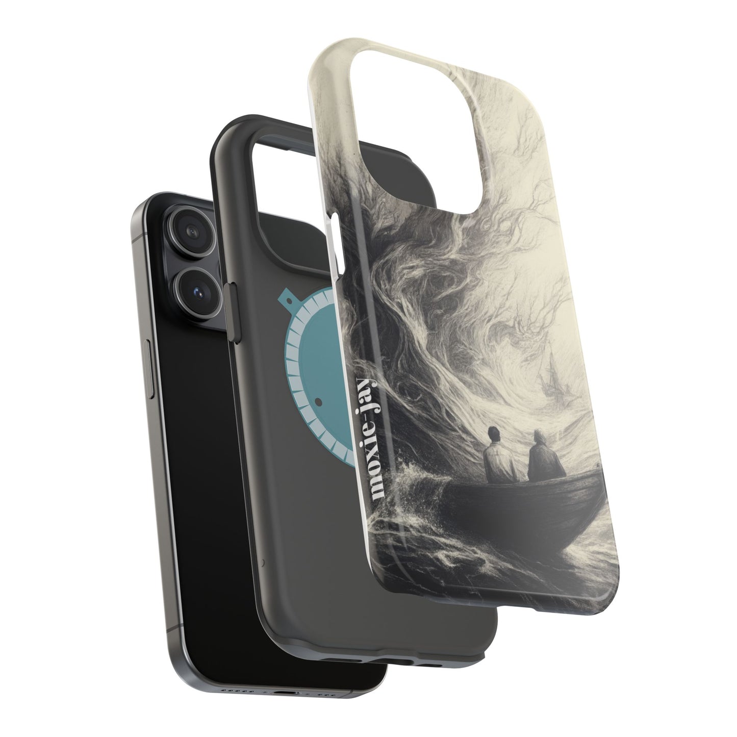 Magnetic Phone Case - Men in Boat Drawing by Moxie-Jay