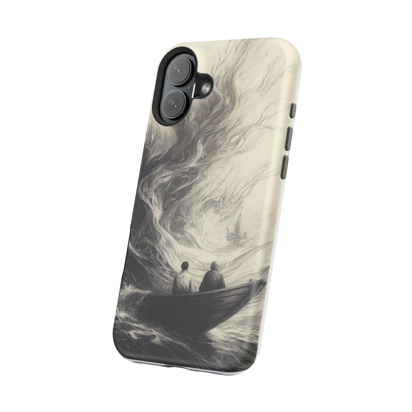 Magnetic Phone Case - Men in Boat Drawing by Moxie-Jay