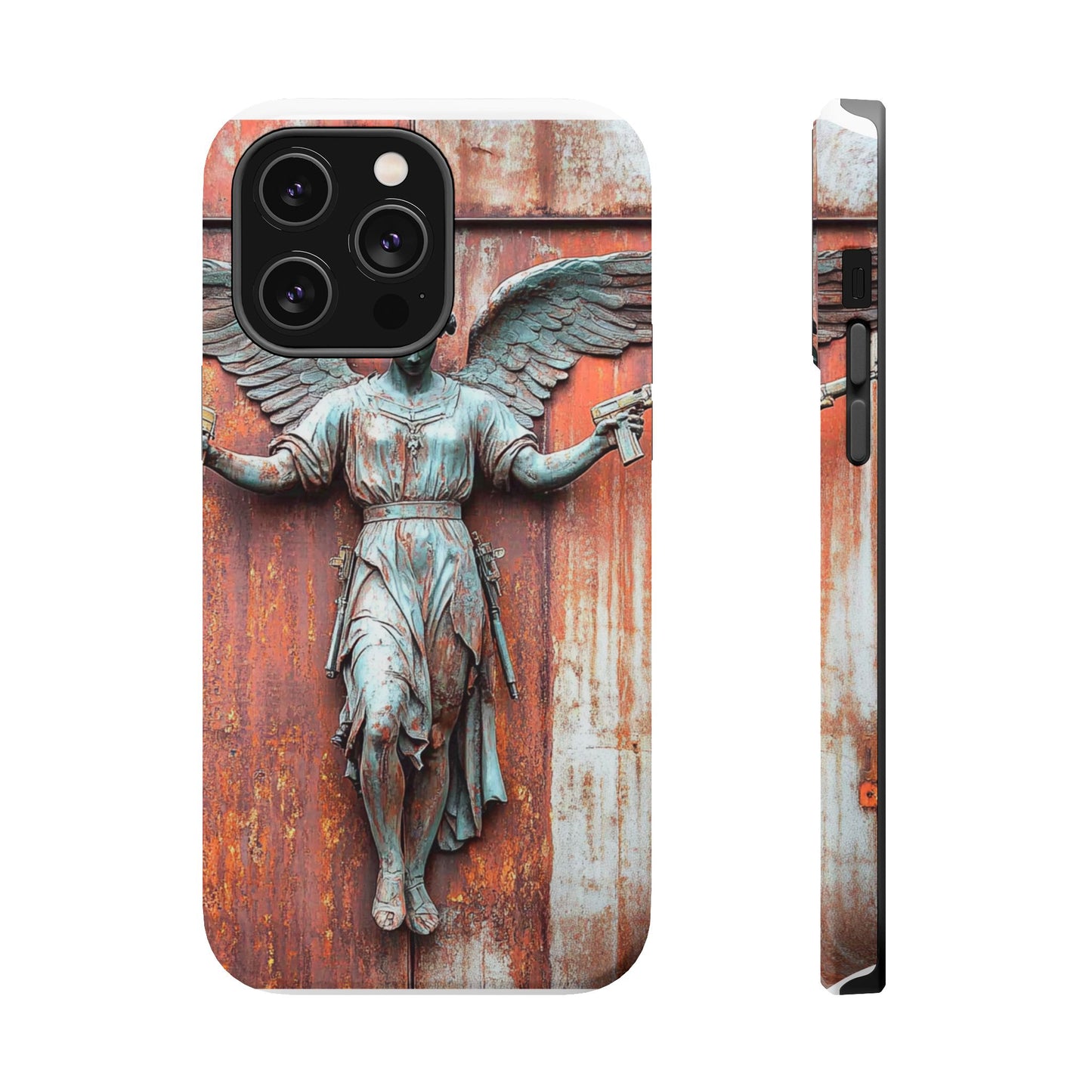 Magnetic Tough Cases - Elegant Angel Statue with Pistols iPhone Protector