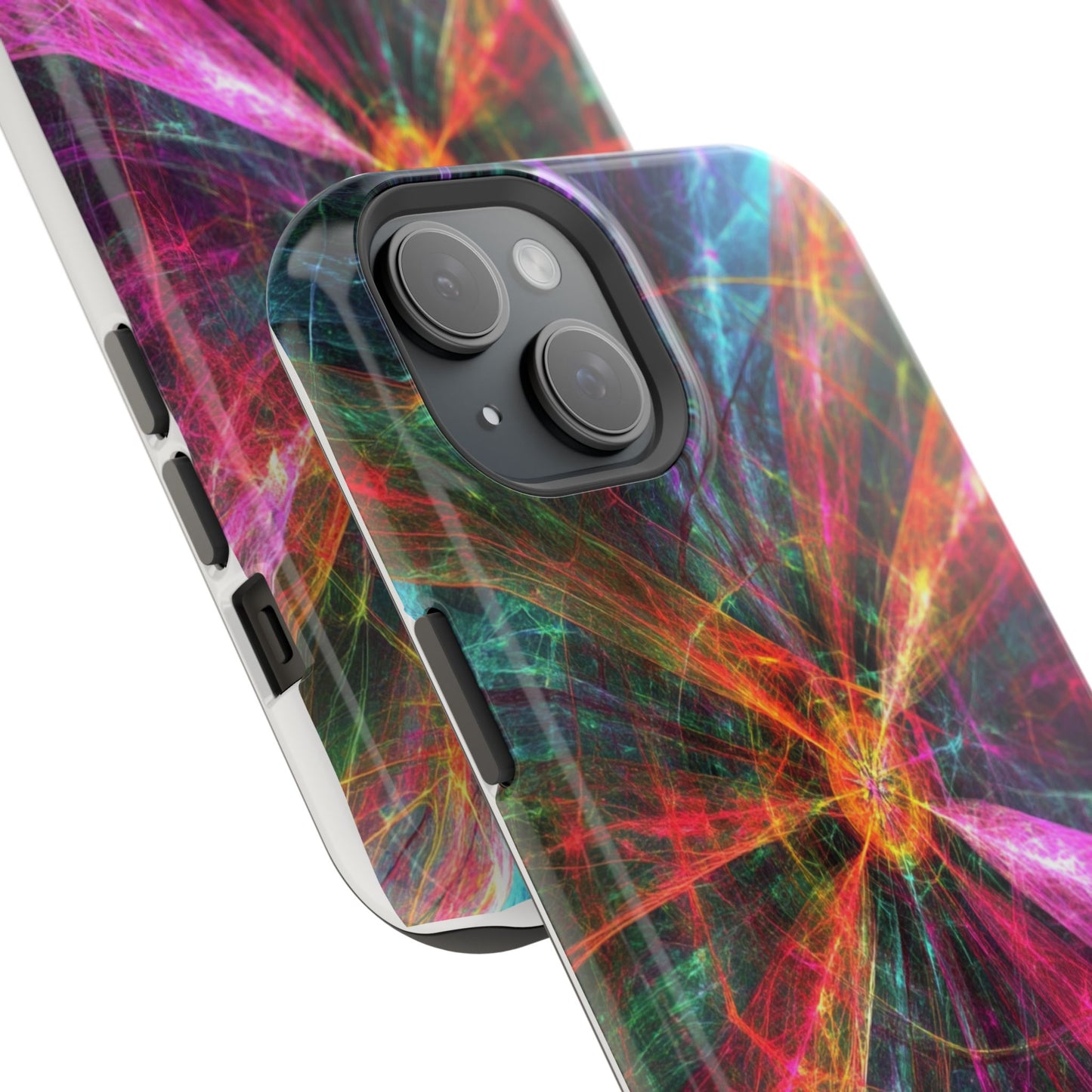 Luxurious Magnetic Wireless Charging Tough iPhone Case - “Trippy Starburst” by Moxie-Jay