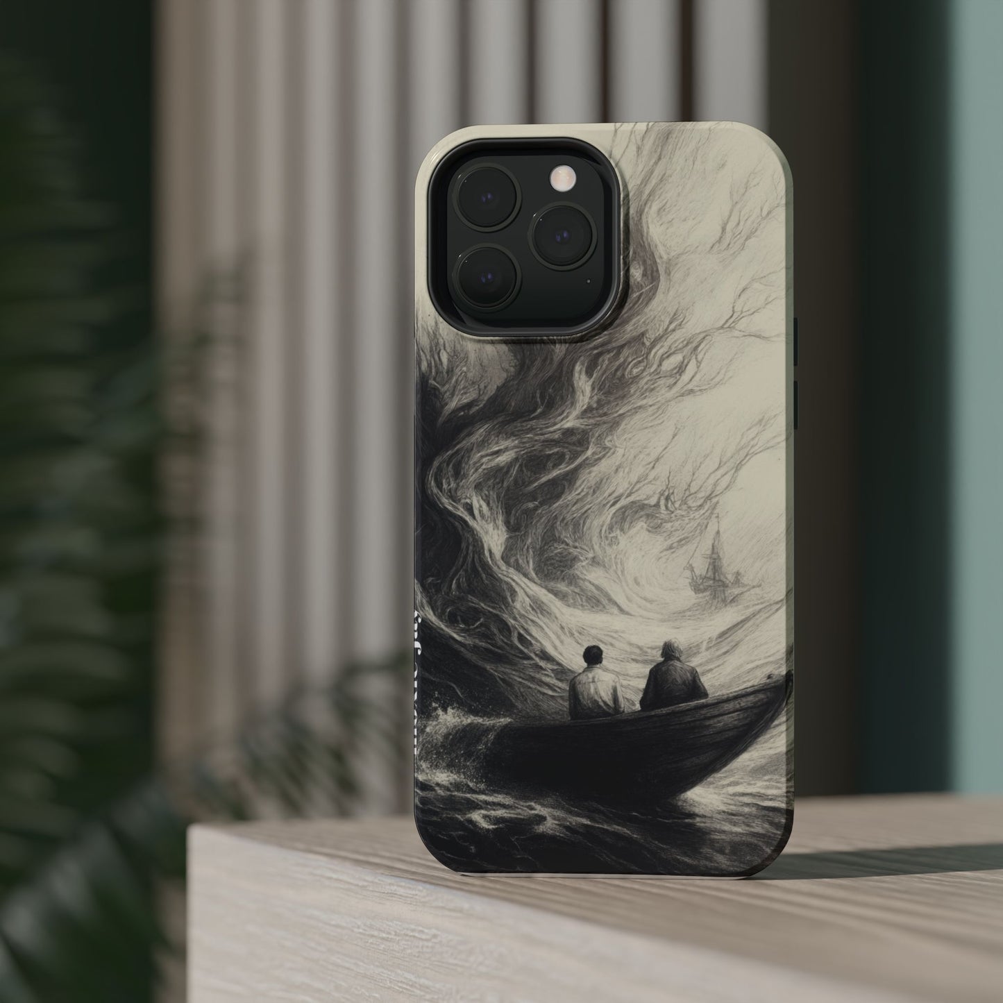 Magnetic Phone Case - Men in Boat Drawing by Moxie-Jay