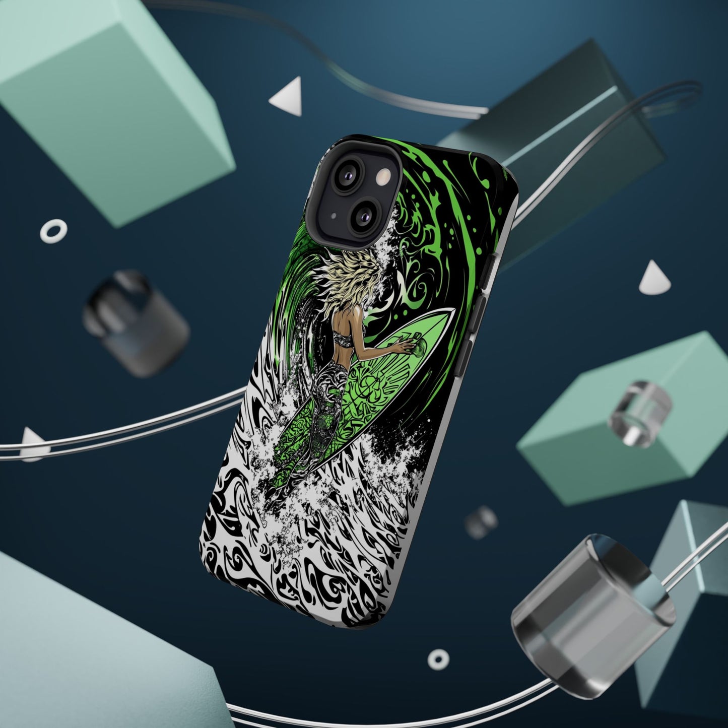 Luxurious Magnetic Wireless Charging Tough iPhone Case - "Surf's Up" by Moxie-Jay