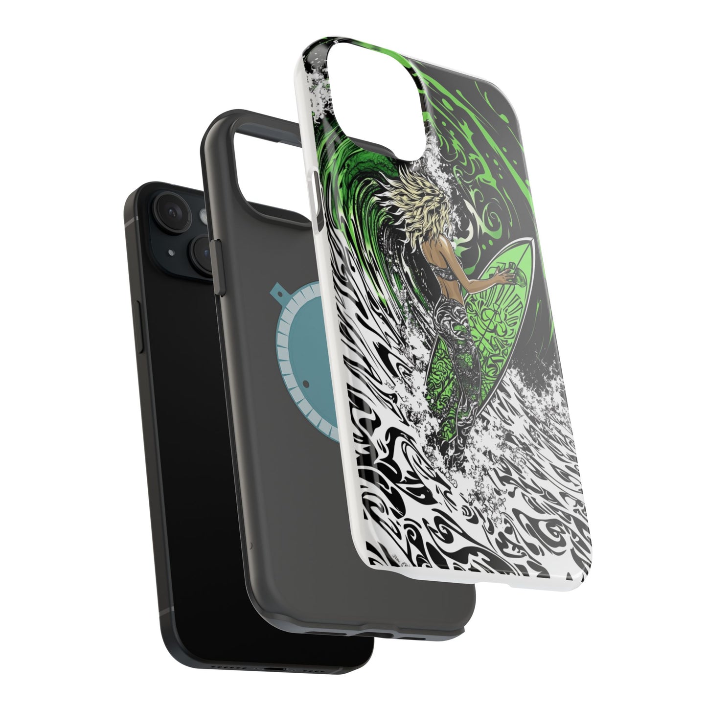 Luxurious Magnetic Wireless Charging Tough iPhone Case - "Surf's Up" by Moxie-Jay