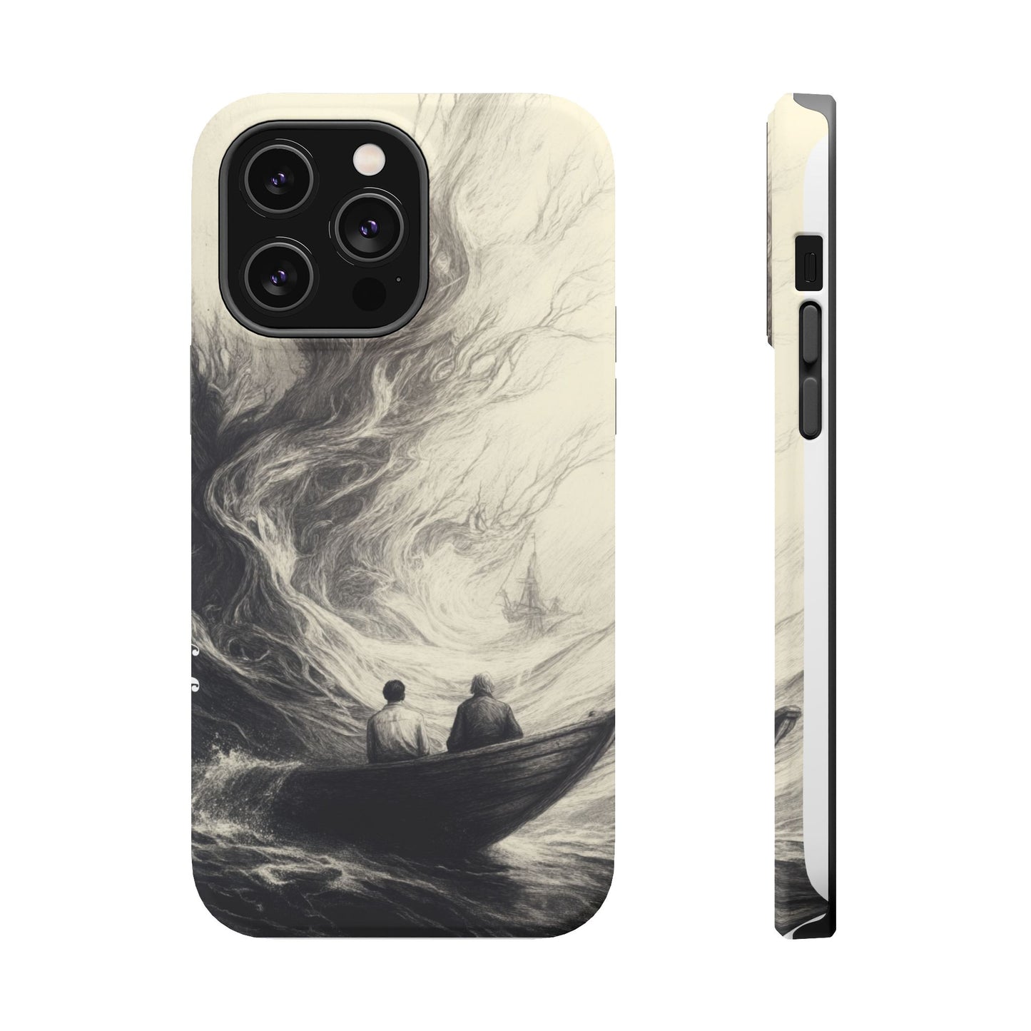 Magnetic Phone Case - Men in Boat Drawing by Moxie-Jay