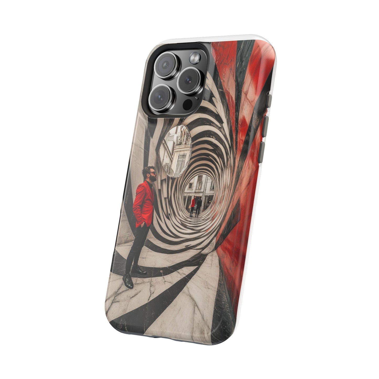 Magnetic Phone Case Abstract Man in Red Suit Jacket Luxury Wireless Charging