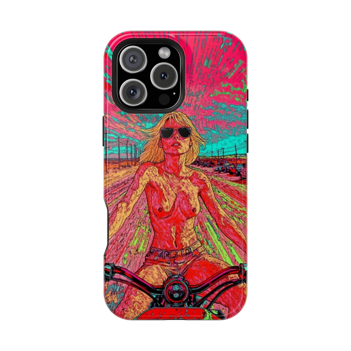 Tough Phone Cases - Topless Woman on Motorcycle