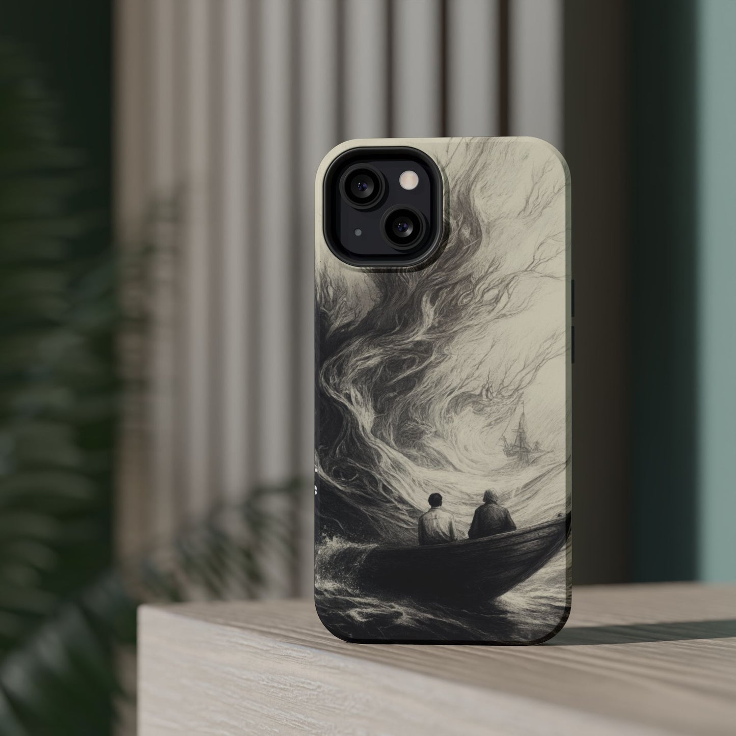 Magnetic Phone Case - Men in Boat Drawing by Moxie-Jay