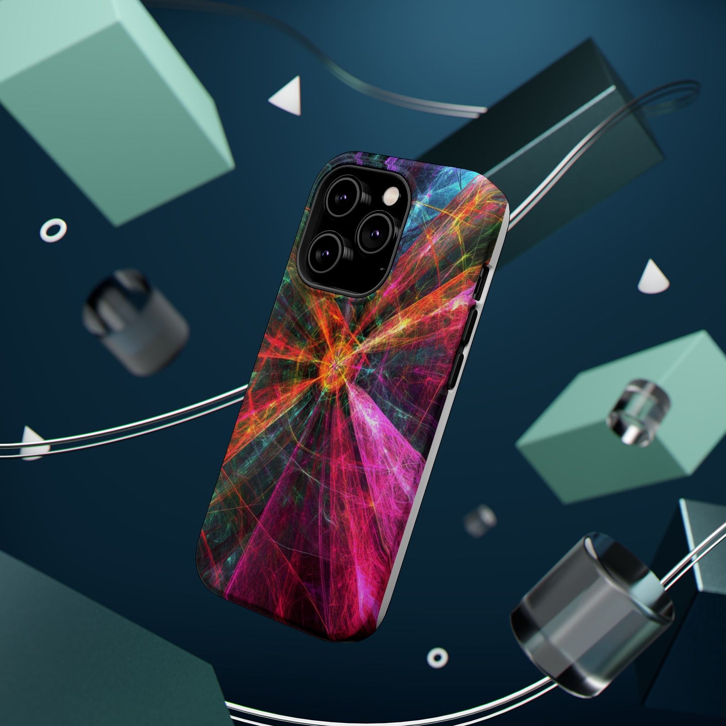 Luxurious Magnetic Wireless Charging Tough iPhone Case - “Trippy Starburst” by Moxie-Jay