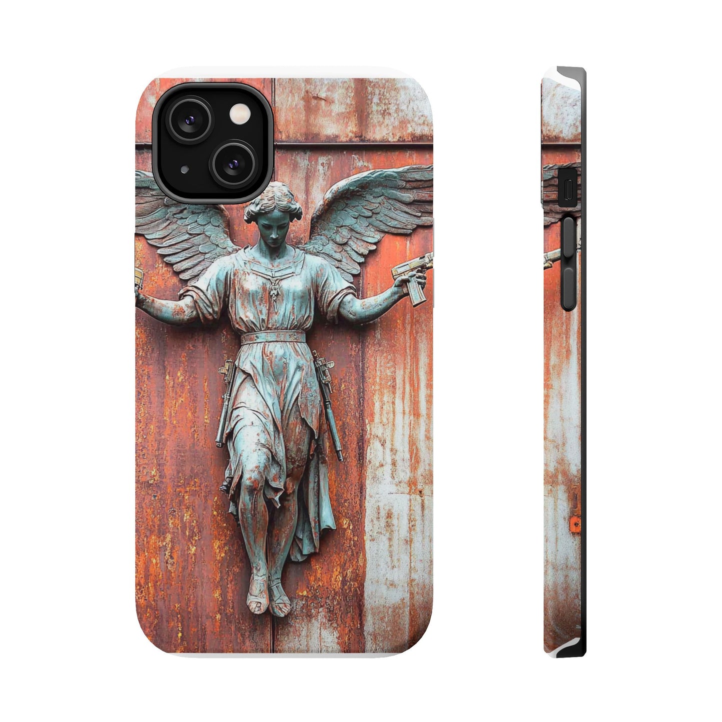 Magnetic Tough Cases - Elegant Angel Statue with Pistols iPhone Protector