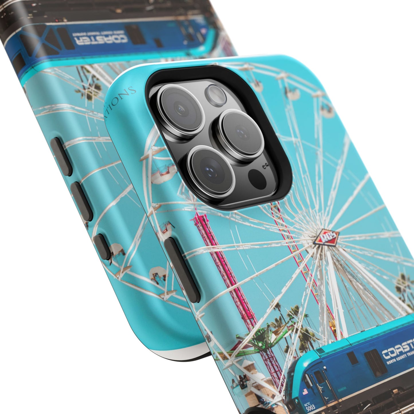 iPhone Case - Coastal Train Art by Moxie-Jay, Magnetic Wireless Charging Tough Case