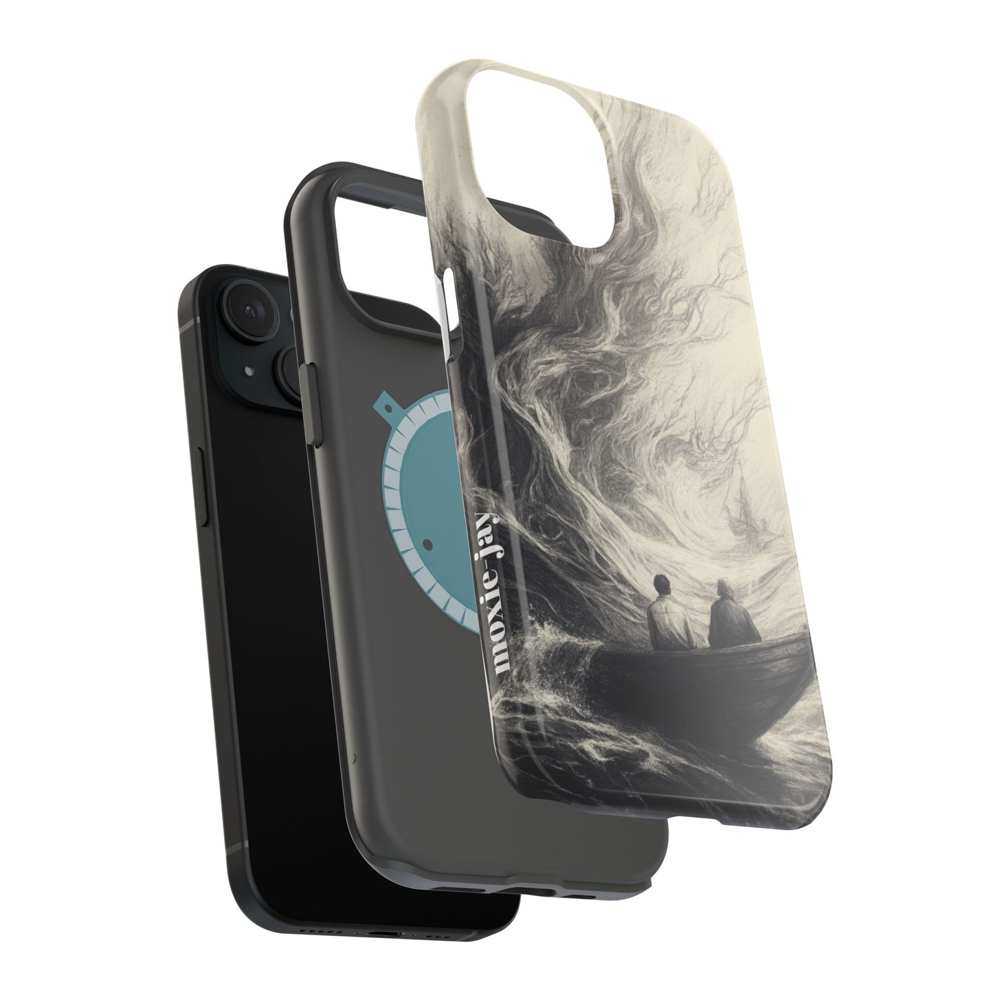 Magnetic Phone Case - Men in Boat Drawing by Moxie-Jay