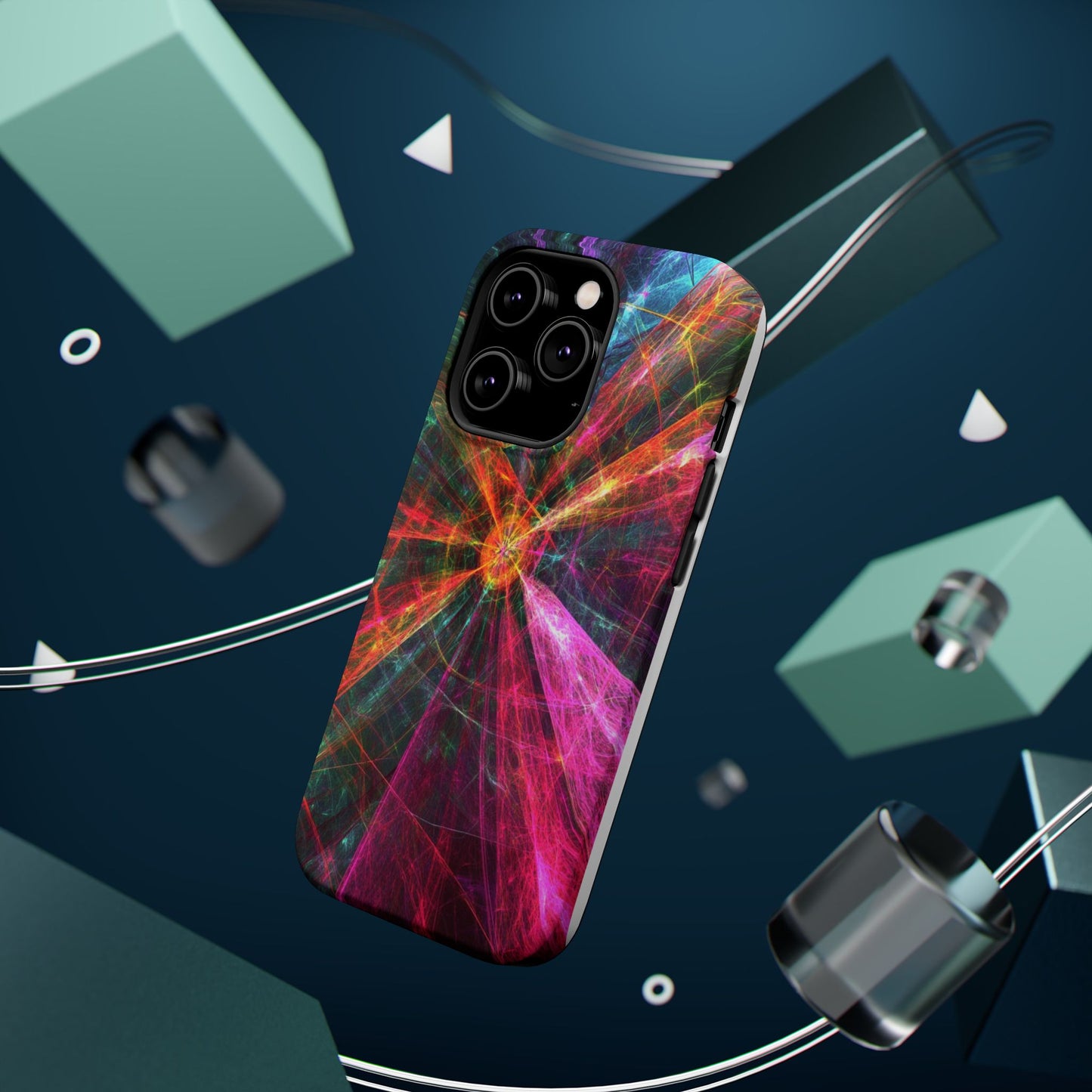 Luxurious Magnetic Wireless Charging Tough iPhone Case - “Trippy Starburst” by Moxie-Jay