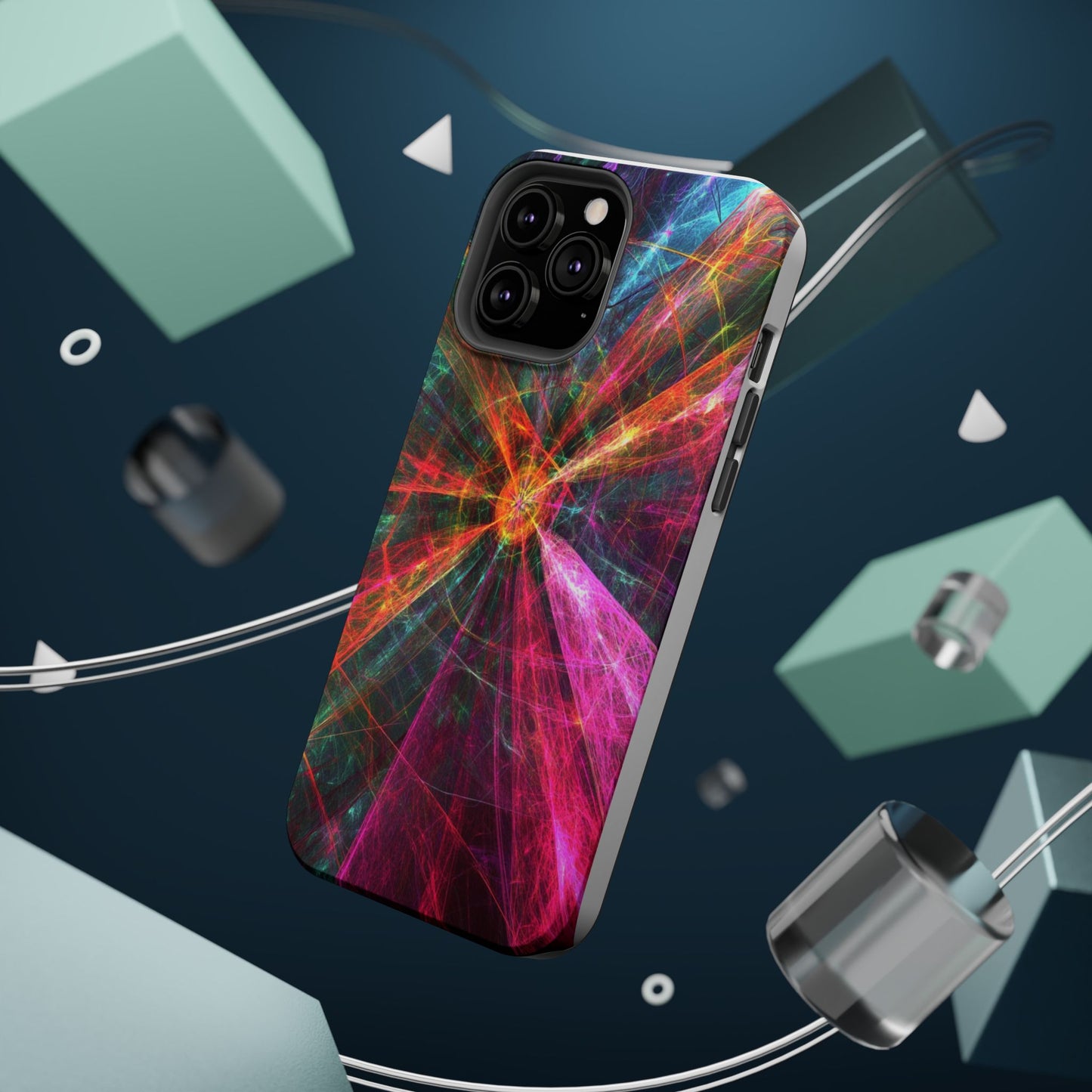 Luxurious Magnetic Wireless Charging Tough iPhone Case - “Trippy Starburst” by Moxie-Jay