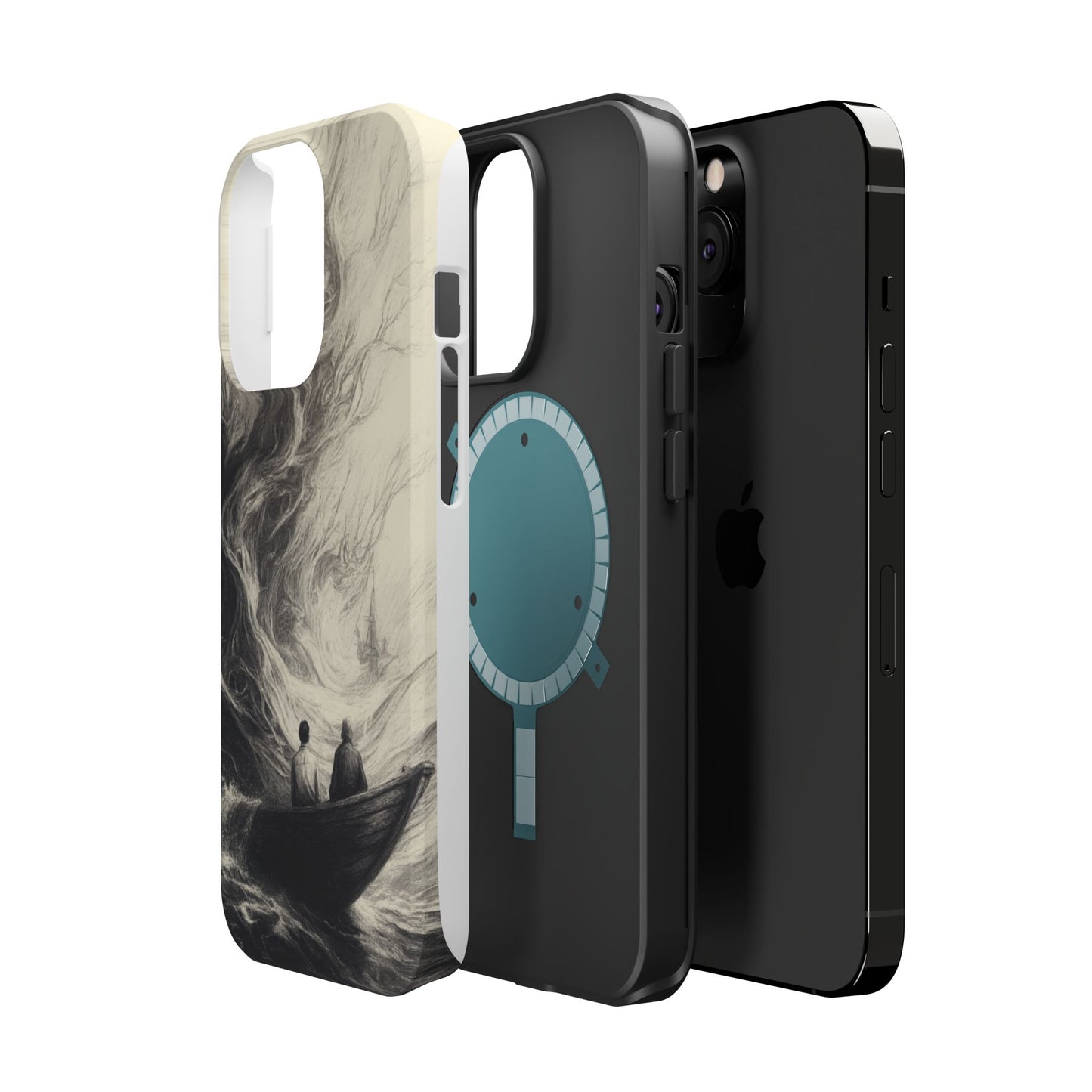 Magnetic Phone Case - Men in Boat Drawing by Moxie-Jay