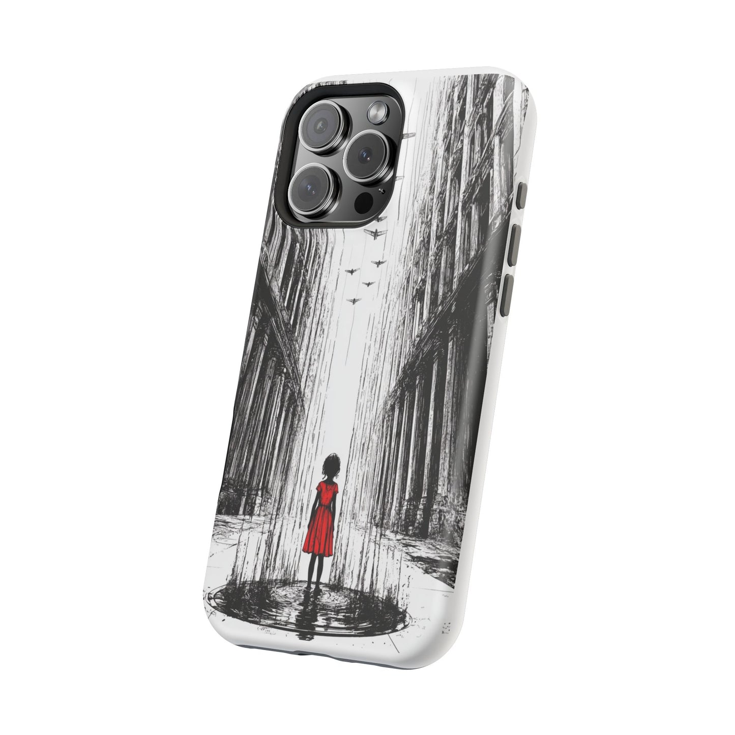 Luxury Magnetic Cell Phone Case - Red Dress Girl Sketch