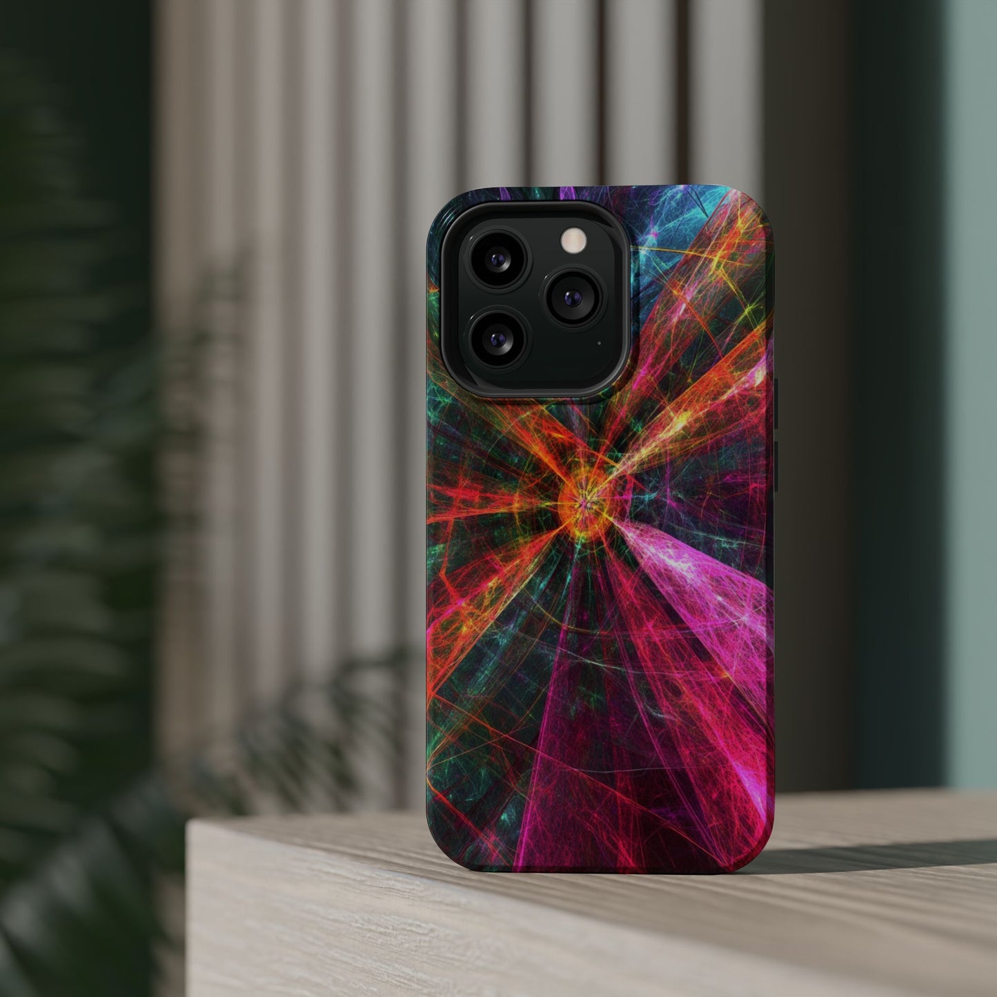Luxurious Magnetic Wireless Charging Tough iPhone Case - “Trippy Starburst” by Moxie-Jay