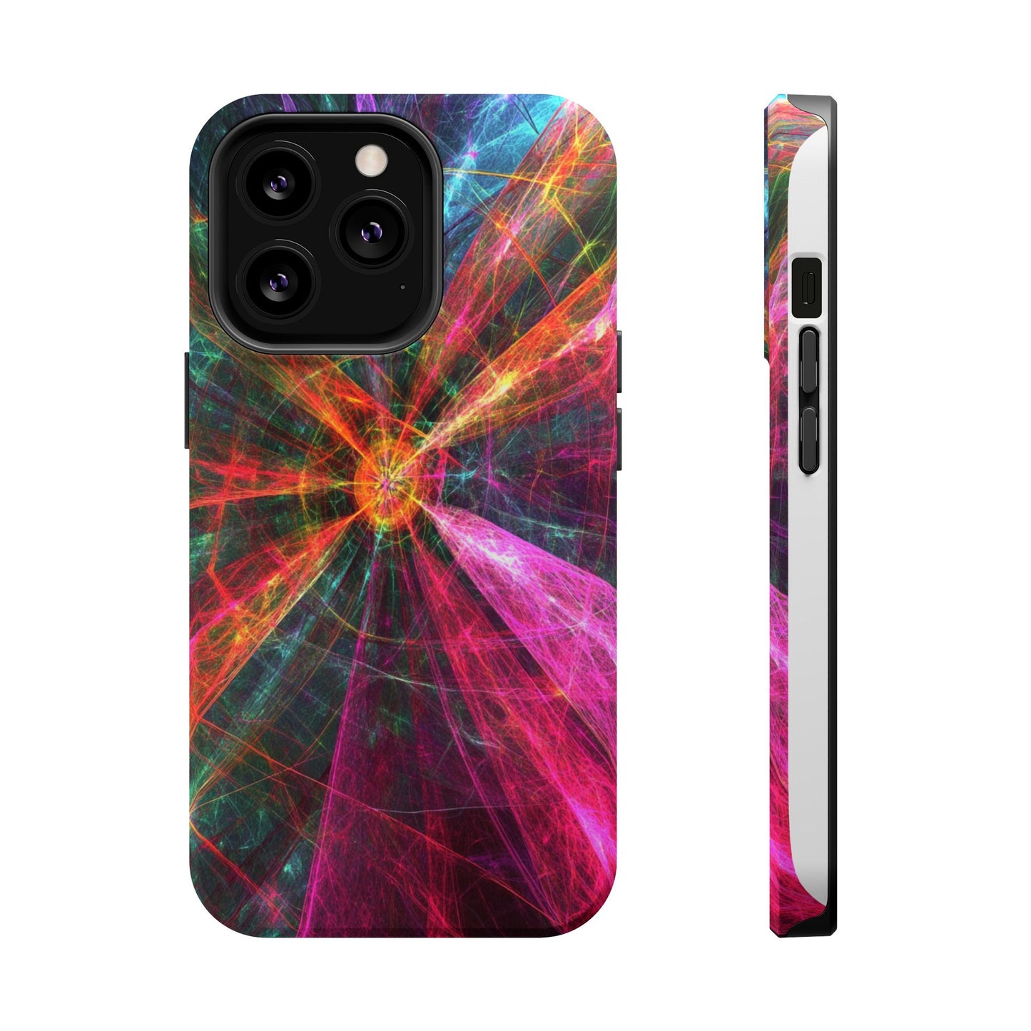 Luxurious Magnetic Wireless Charging Tough iPhone Case - “Trippy Starburst” by Moxie-Jay