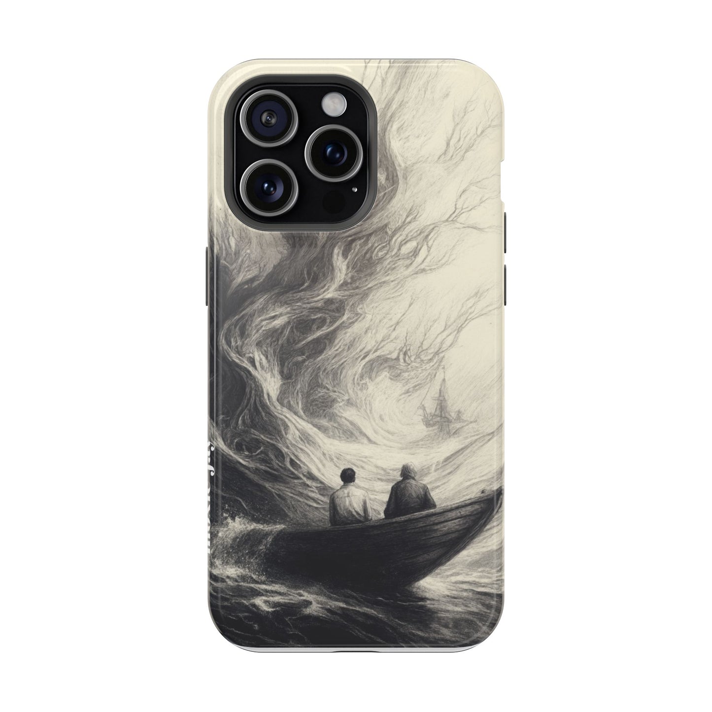 Magnetic Phone Case - Men in Boat Drawing by Moxie-Jay