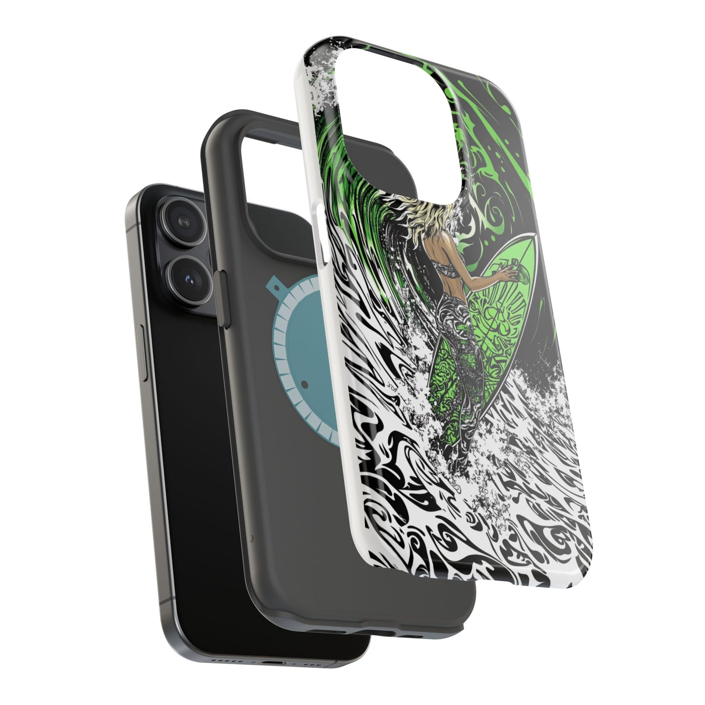 Luxurious Magnetic Wireless Charging Tough iPhone Case - "Surf's Up" by Moxie-Jay