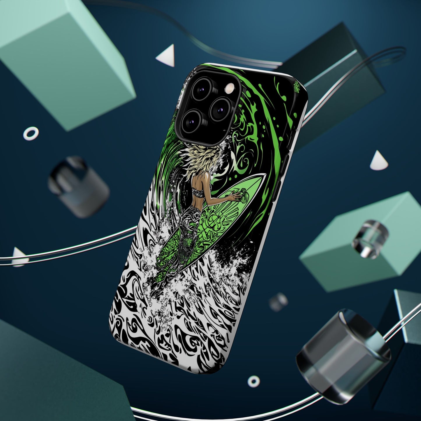 Luxurious Magnetic Wireless Charging Tough iPhone Case - "Surf's Up" by Moxie-Jay