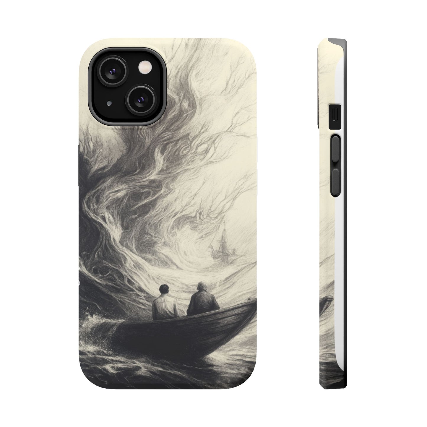 Magnetic Phone Case - Men in Boat Drawing by Moxie-Jay