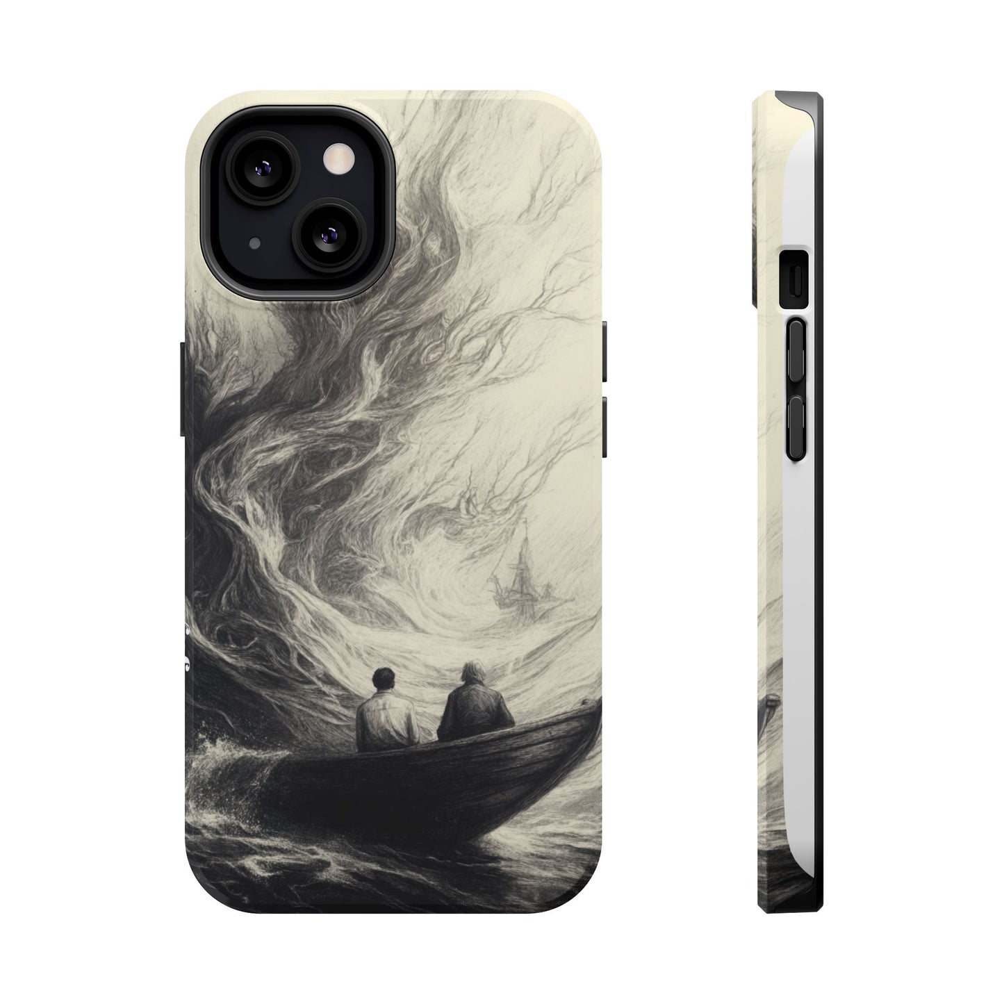 Magnetic Phone Case - Men in Boat Drawing by Moxie-Jay