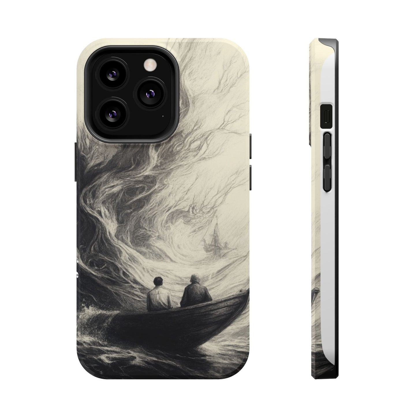 Magnetic Phone Case - Men in Boat Drawing by Moxie-Jay
